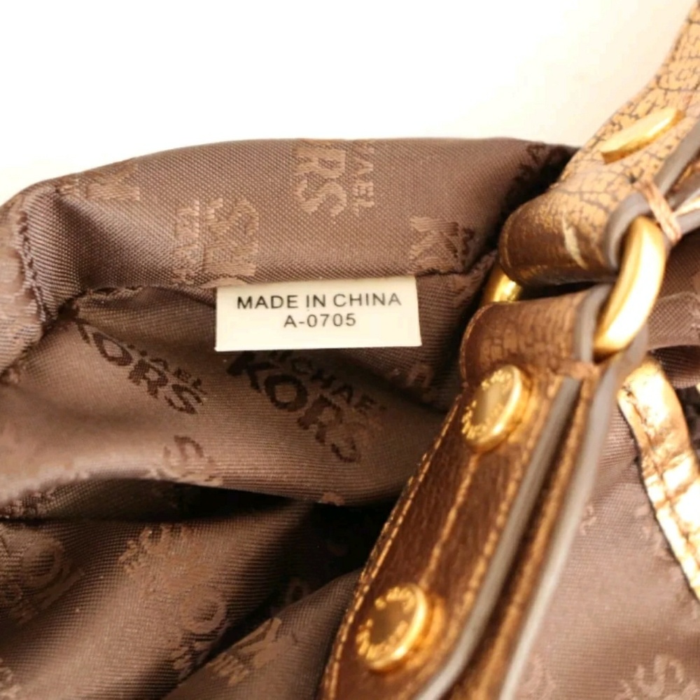 MICHAEL KORS Studded Gold Hobo Handbag Leather - Picture 8 of 8